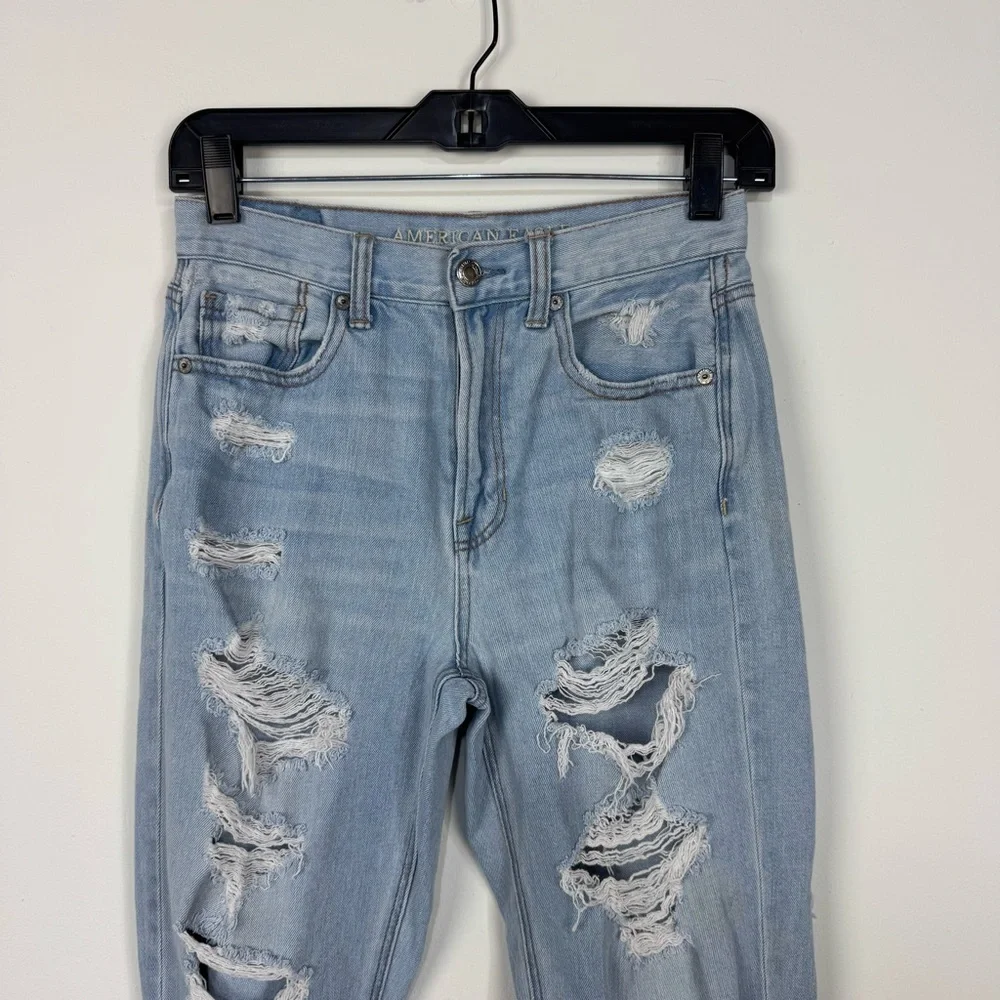 American Eagle Mom Jean Distressed Ripped Denim Jeans